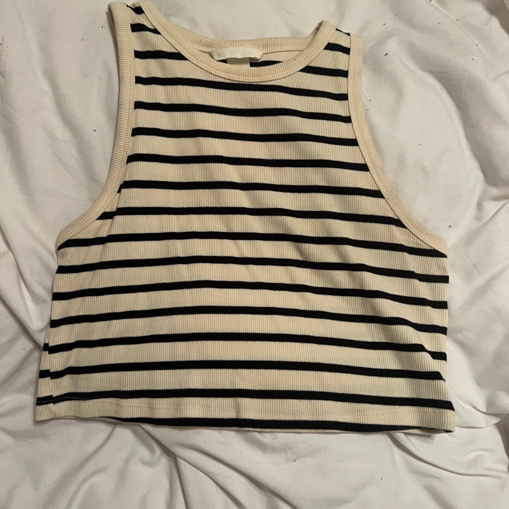 H&M striped crop top, high neck
